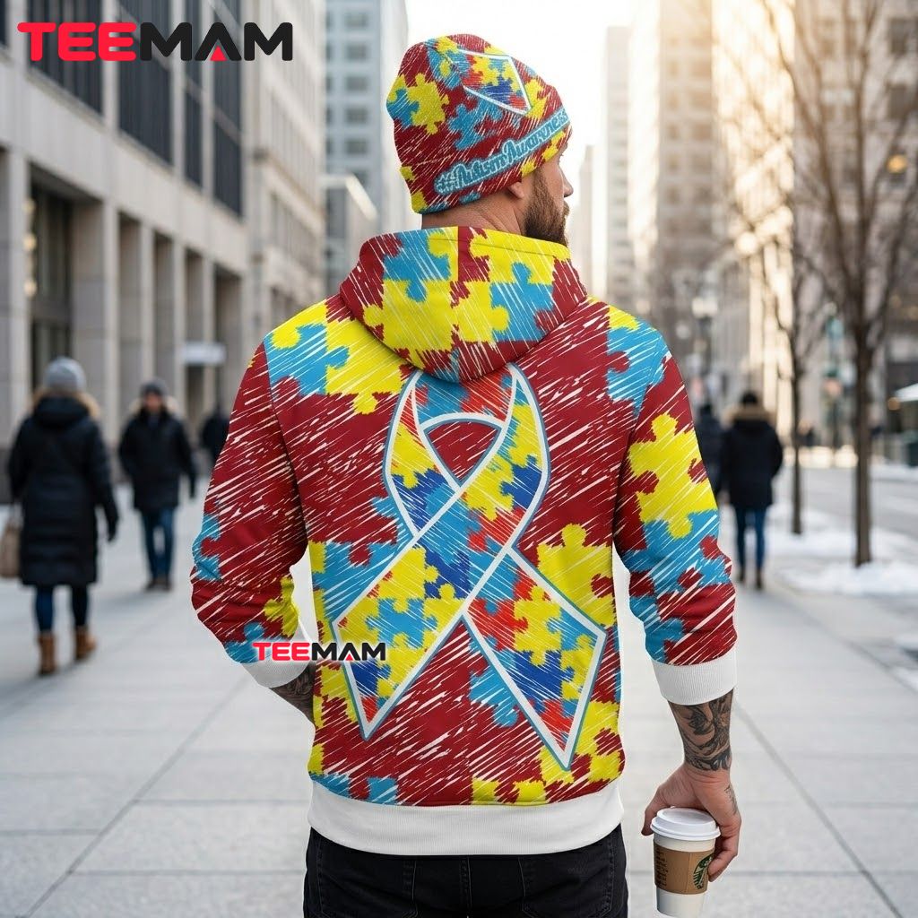 Tampa Bay Buccaneers 3D Hoodie Autism Awareness Puzzle Ribbon Version 3 Tampa Bay Buccaneers 3D Hoodie Autism Awareness Puzzle Ribbon Version 3