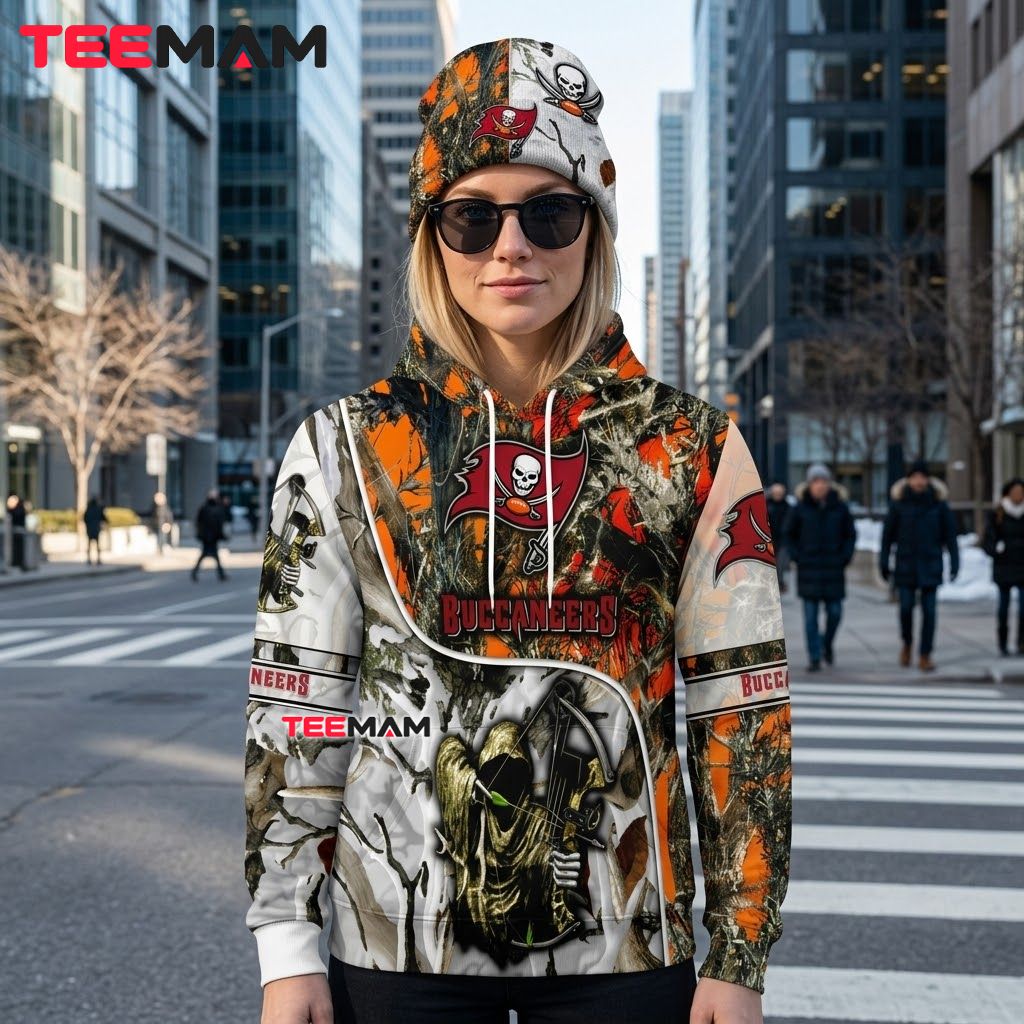 Tampa Bay Buccaneers 3D Hoodie Camo Hunting Grim Reaper Bow Back Tampa Bay Buccaneers 3D Hoodie Camo Hunting Grim Reaper Bow Back
