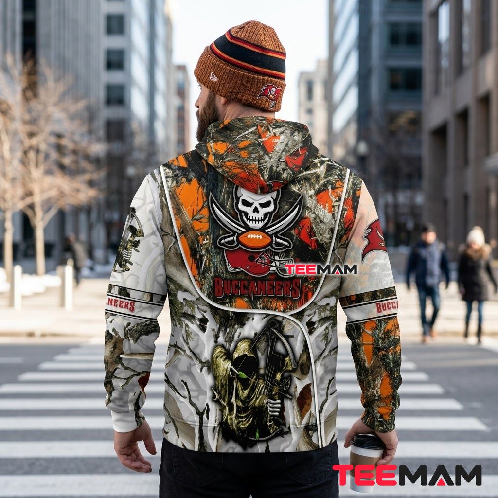 Tampa Bay Buccaneers 3D Hoodie Camo Hunting Grim Reaper Bow Version 3 Tampa Bay Buccaneers 3D Hoodie Camo Hunting Grim Reaper Bow Version 3
