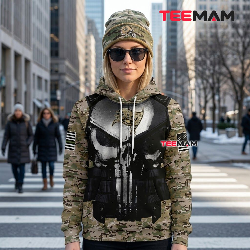 Tampa Bay Buccaneers 3D Hoodie Punisher Skull Camo Armor Back Tampa Bay Buccaneers 3D Hoodie Punisher Skull Camo Armor Back