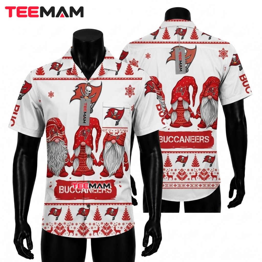 Tampa Bay Buccaneers Button Up Shirt Christmas Gnomes Front