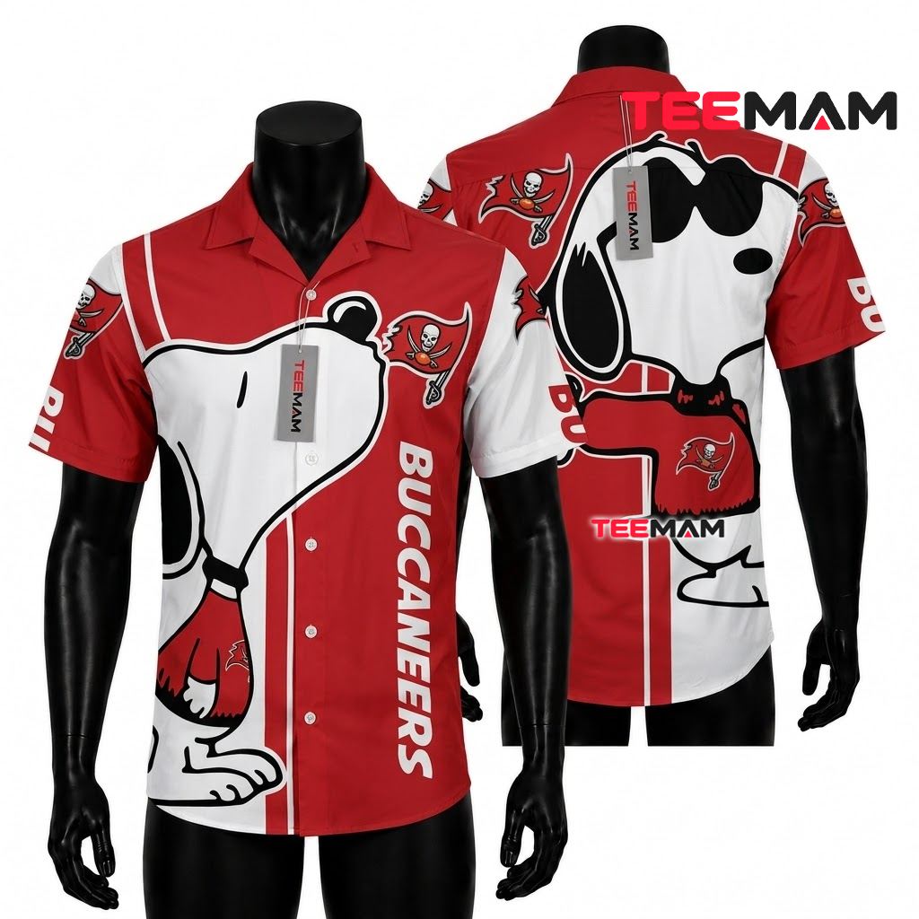Tampa Bay Buccaneers Button Up Shirt Snoopy Cool Beach Front