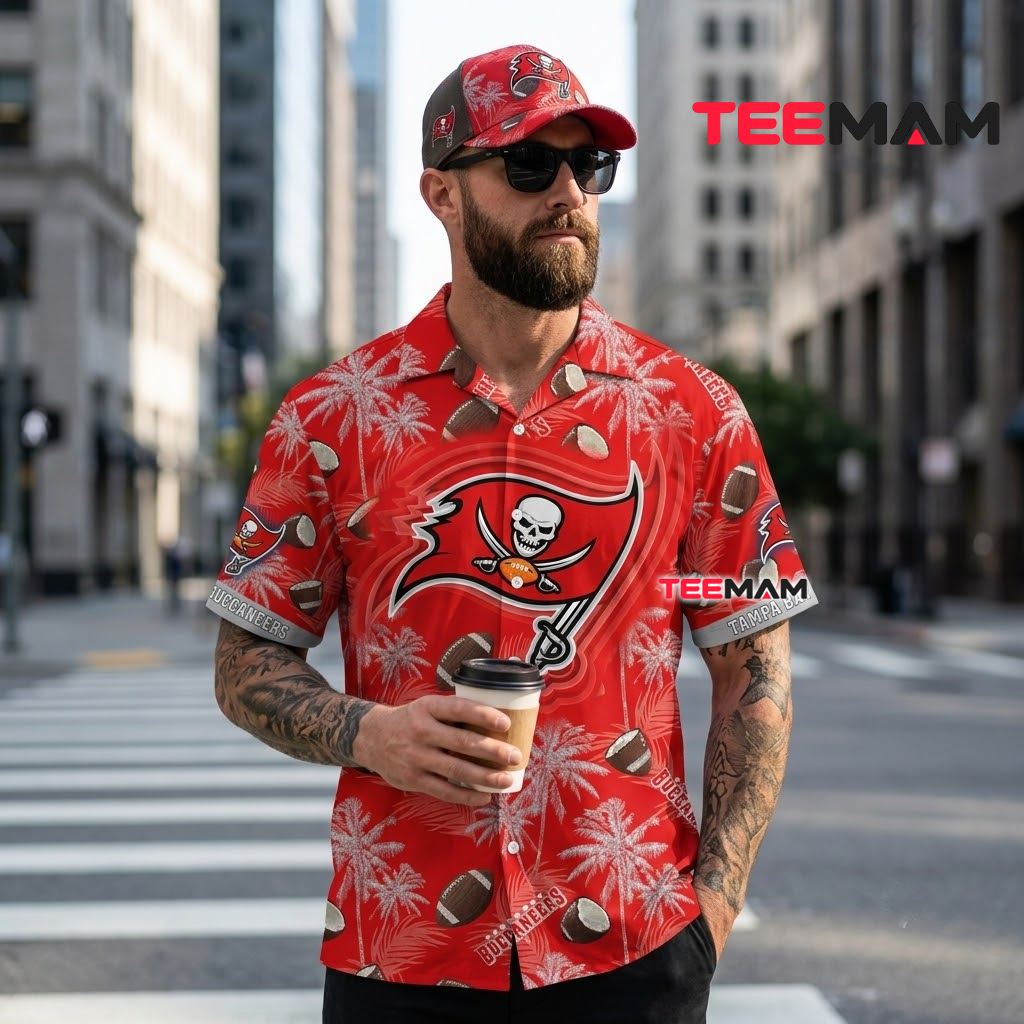 Tampa Bay Buccaneers Hawaiian Shirt Palm Football Back Tampa Bay Buccaneers Hawaiian Shirt Palm Football Back