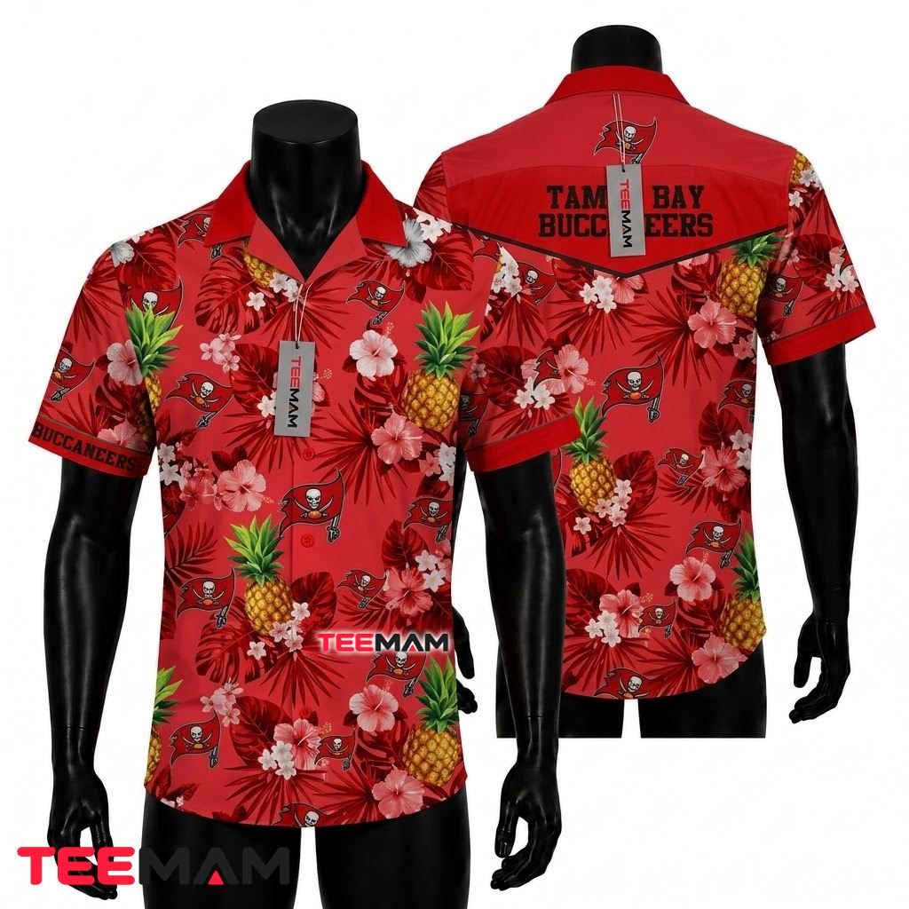 Tampa Bay Buccaneers Hawaiian Shirt Pineapple Floral Beach Front