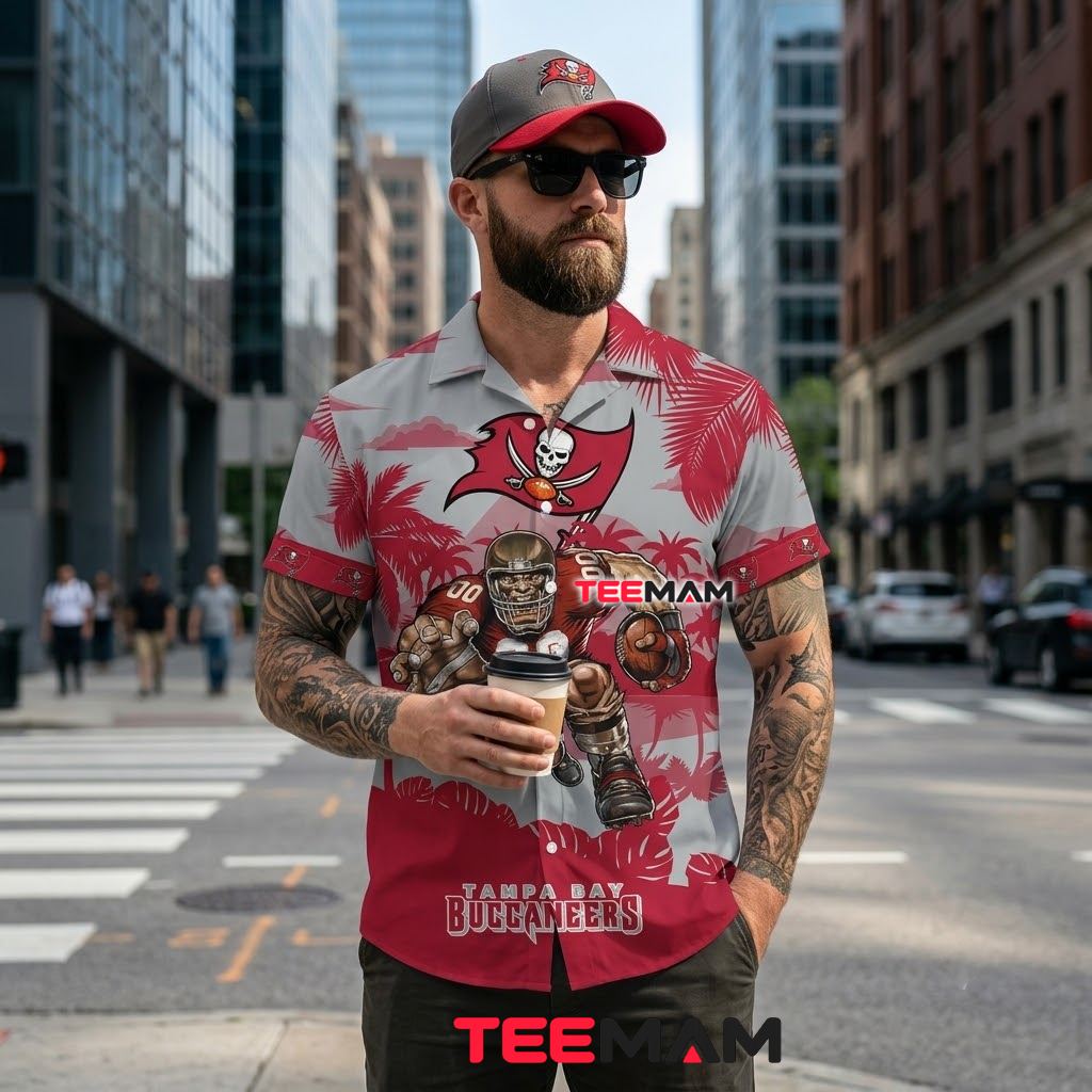 Tampa Bay Buccaneers Tropical Shirt Mascot Helmet Back Tampa Bay Buccaneers Tropical Shirt Mascot Helmet Back