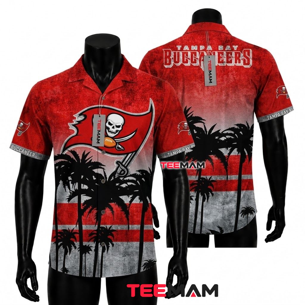 Tampa Bay Buccaneers Tropical Shirt Silhouette Palm Front