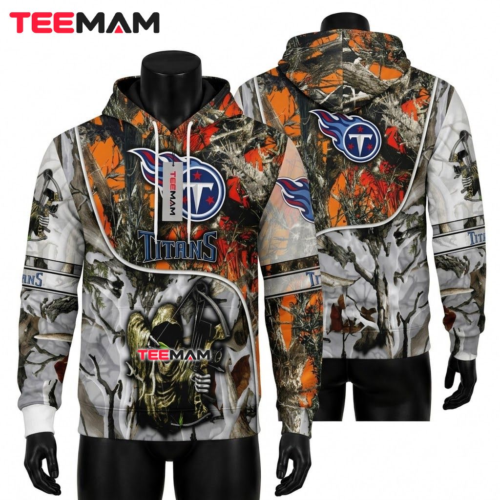 Tennessee Titans 3D Hoodie Bowhunter Camo Reaper Front