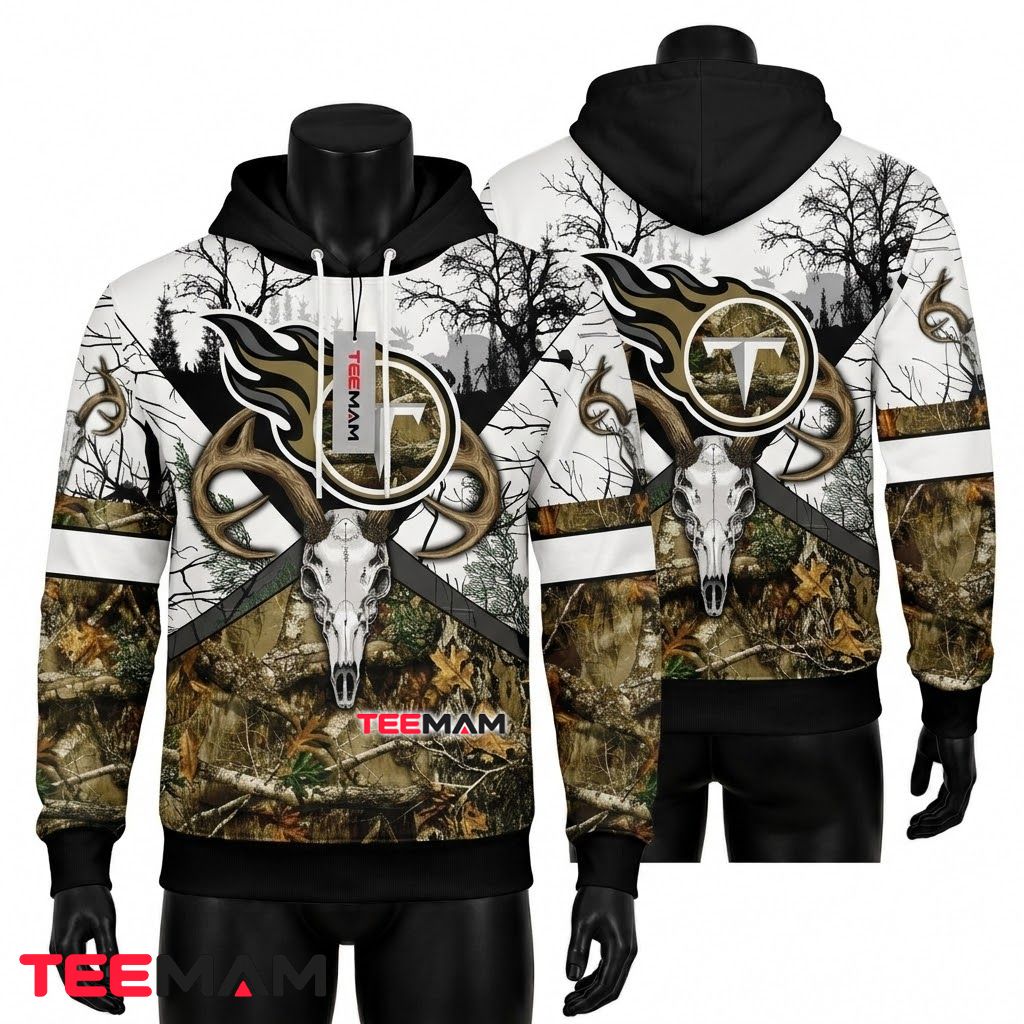 Tennessee Titans 3D Hoodie Deer Skull Antler Winter Front