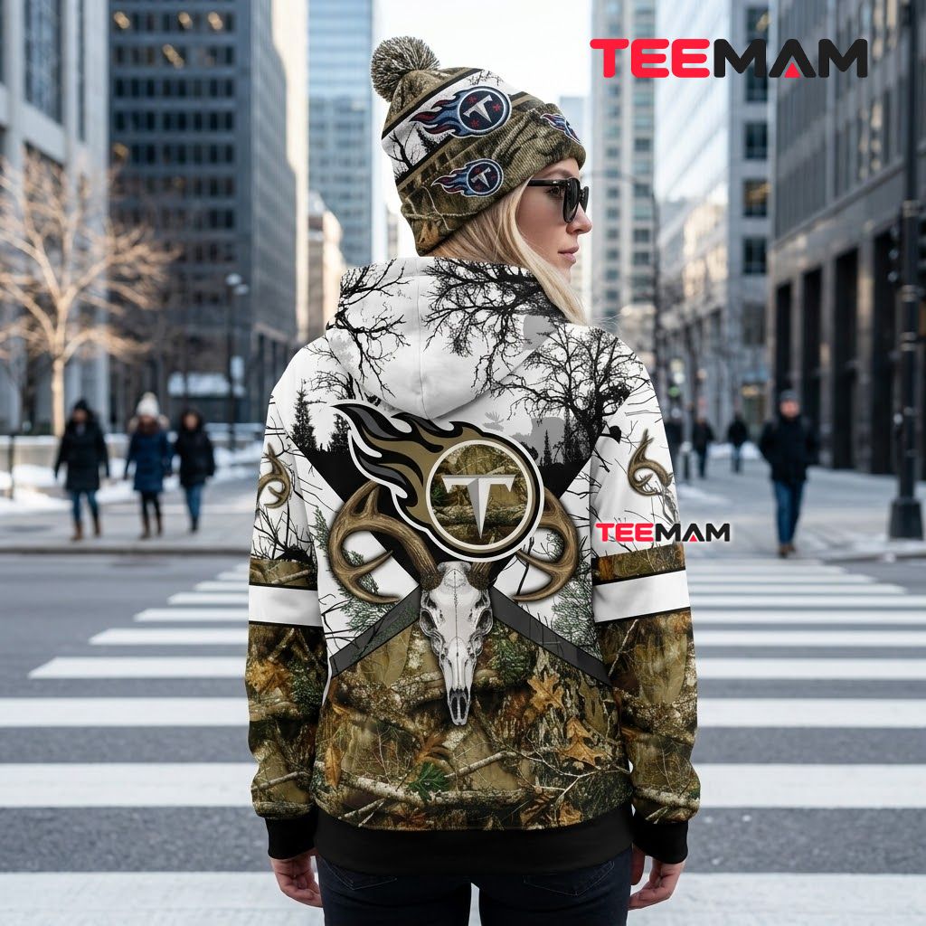 Tennessee Titans 3D Hoodie Deer Skull Antler Winter Version 3 Tennessee Titans 3D Hoodie Deer Skull Antler Winter Version 3
