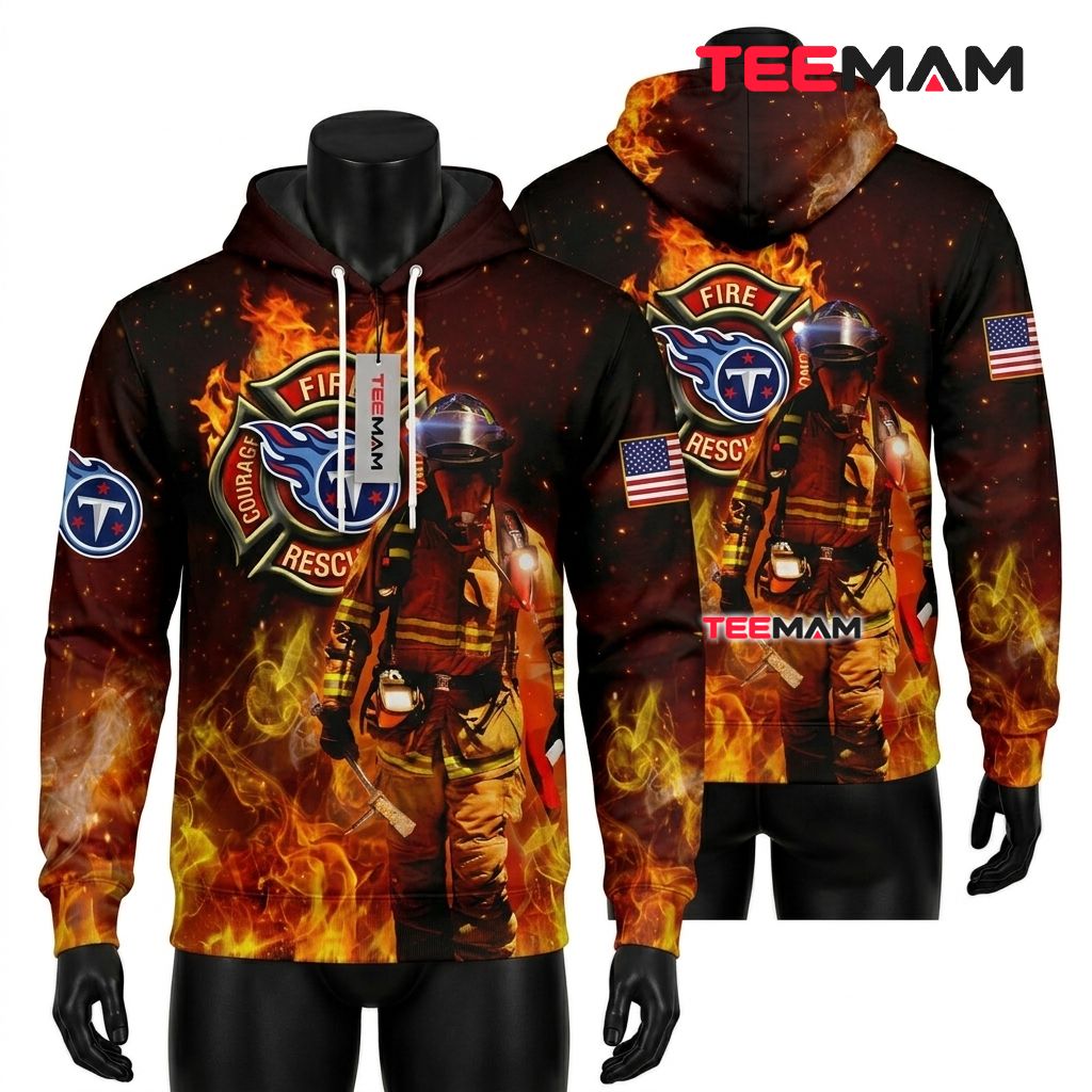 Tennessee Titans 3D Hoodie Firefighter Rescue Flame Front