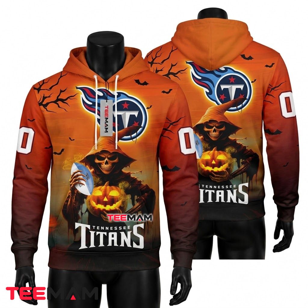 Tennessee Titans 3D Hoodie Skull Wizard Pumpkin Front