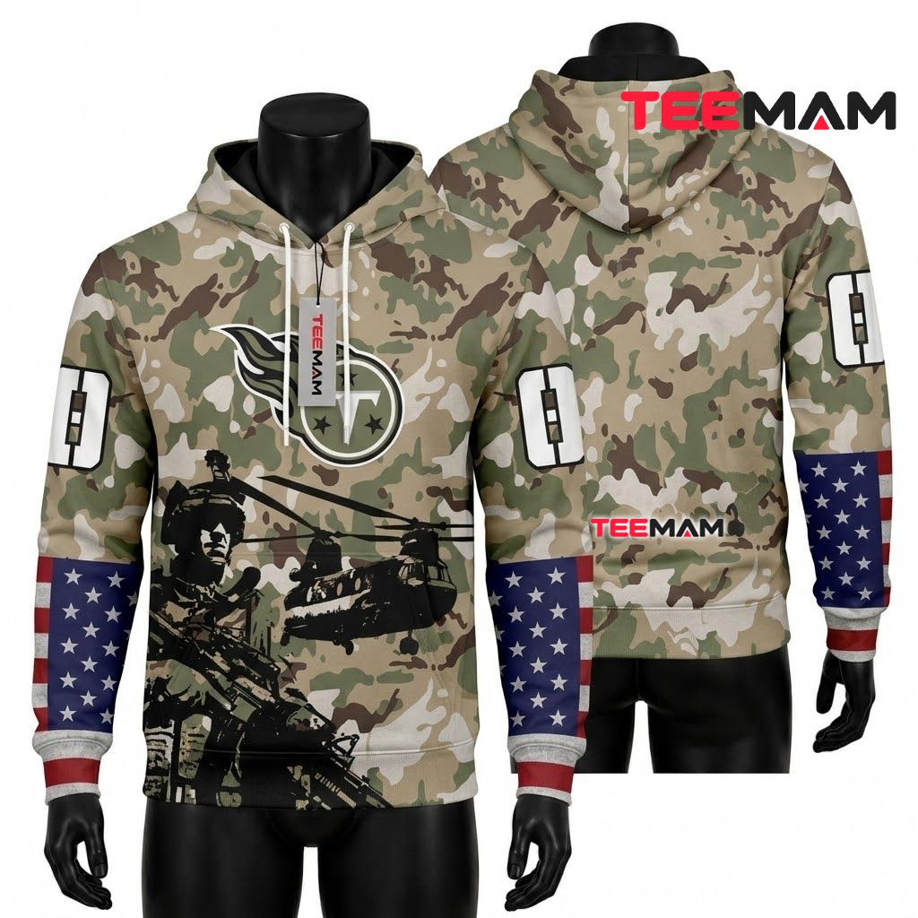 Tennessee Titans 3D Hoodie Soldier Helicopter Desert Camo Front