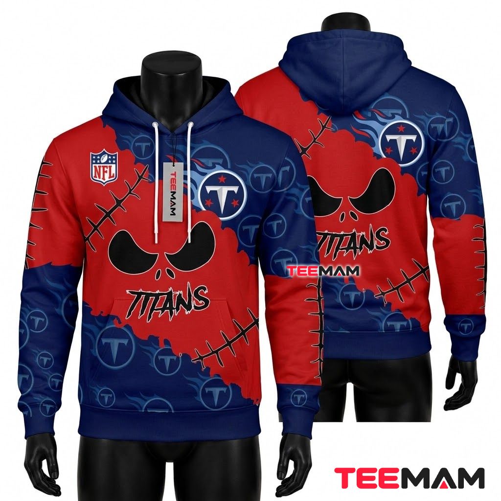 Tennessee Titans 3D Hoodie Stitched Skull Mask Front