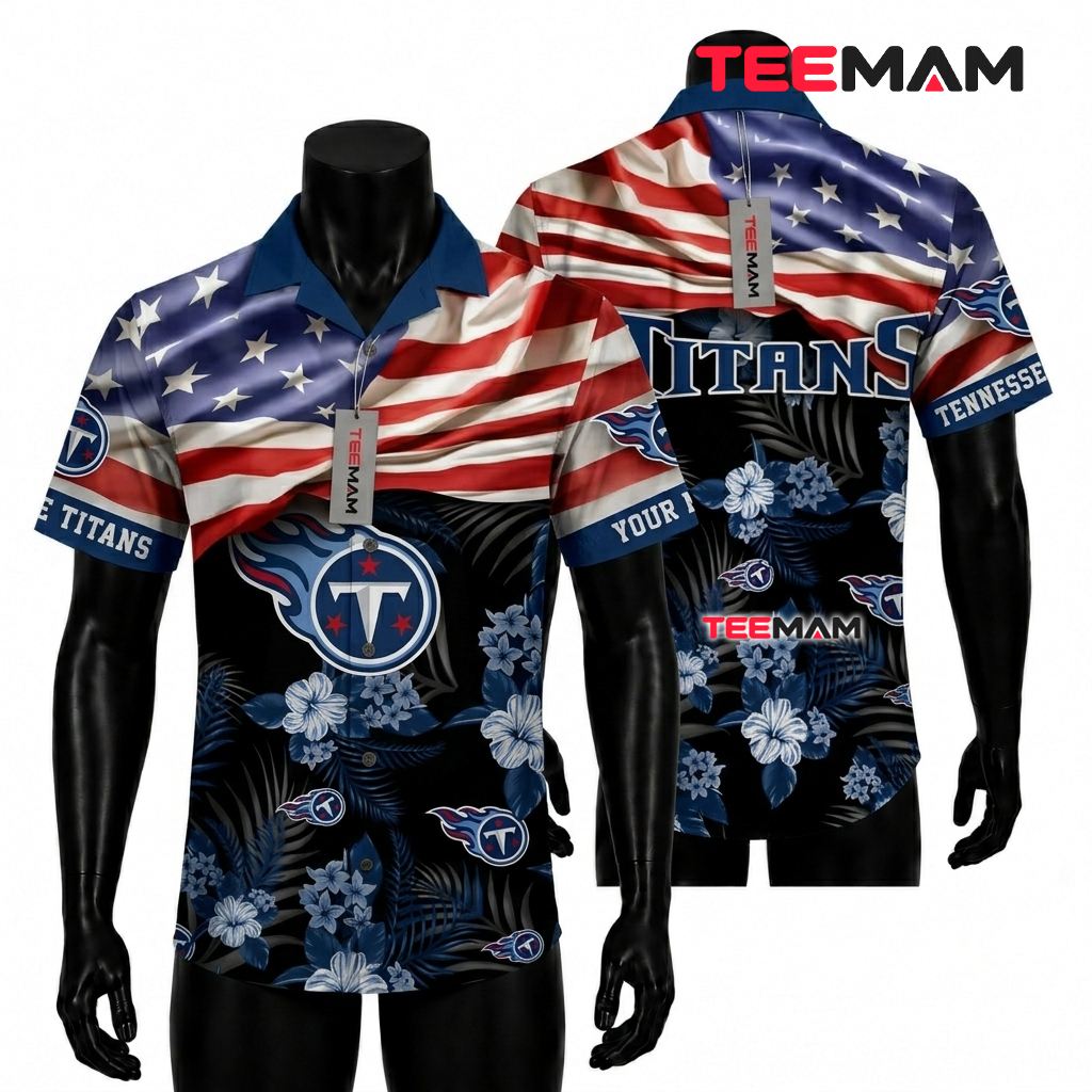 Tennessee Titans Aloha Shirt American Flag Front