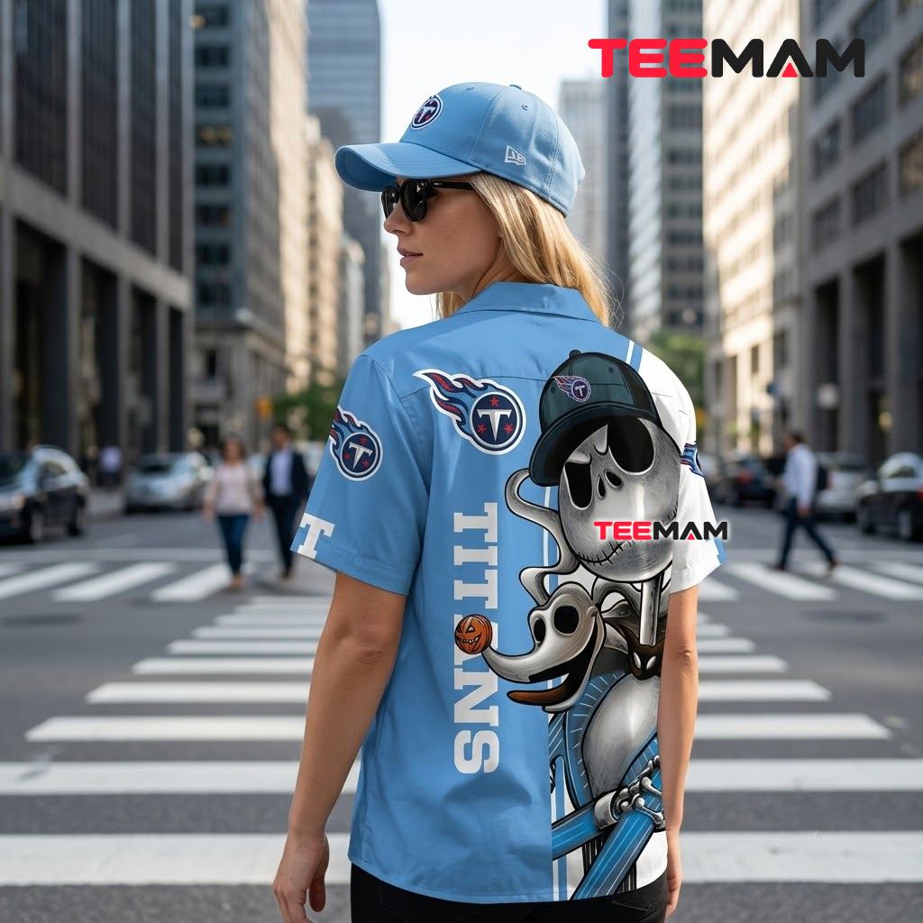 Tennessee Titans Button Up Shirt Jack Skellington Halloween Version 3 Tennessee Titans Button Up Shirt Jack Skellington Halloween Version 3