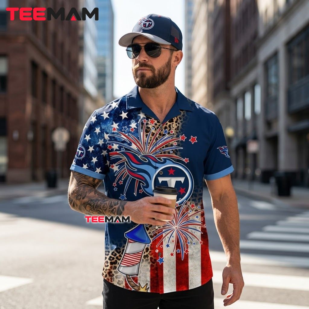 Tennessee Titans Hawaiian Shirt 4th Of July Leopard Back Tennessee Titans Hawaiian Shirt 4th Of July Leopard Back