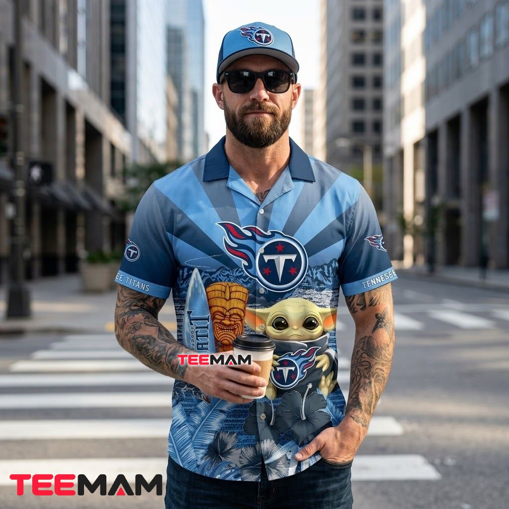 Tennessee Titans Hawaiian Shirt Baby Yoda Tiki Back Tennessee Titans Hawaiian Shirt Baby Yoda Tiki Back