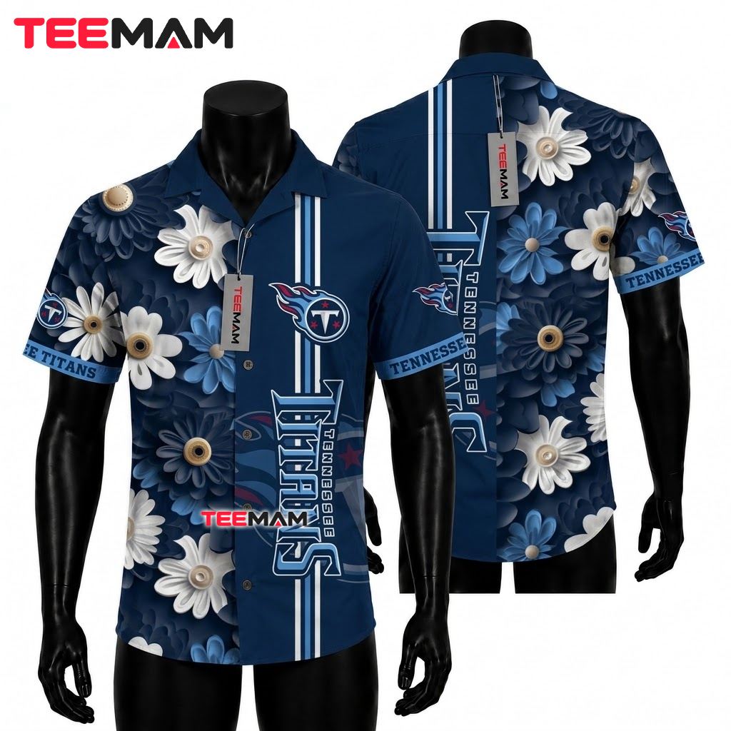 Tennessee Titans Hawaiian Shirt Daisy Blooms Front