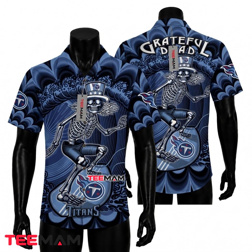 Tennessee Titans Hawaiian Shirt Grateful Dead Skeleton Front