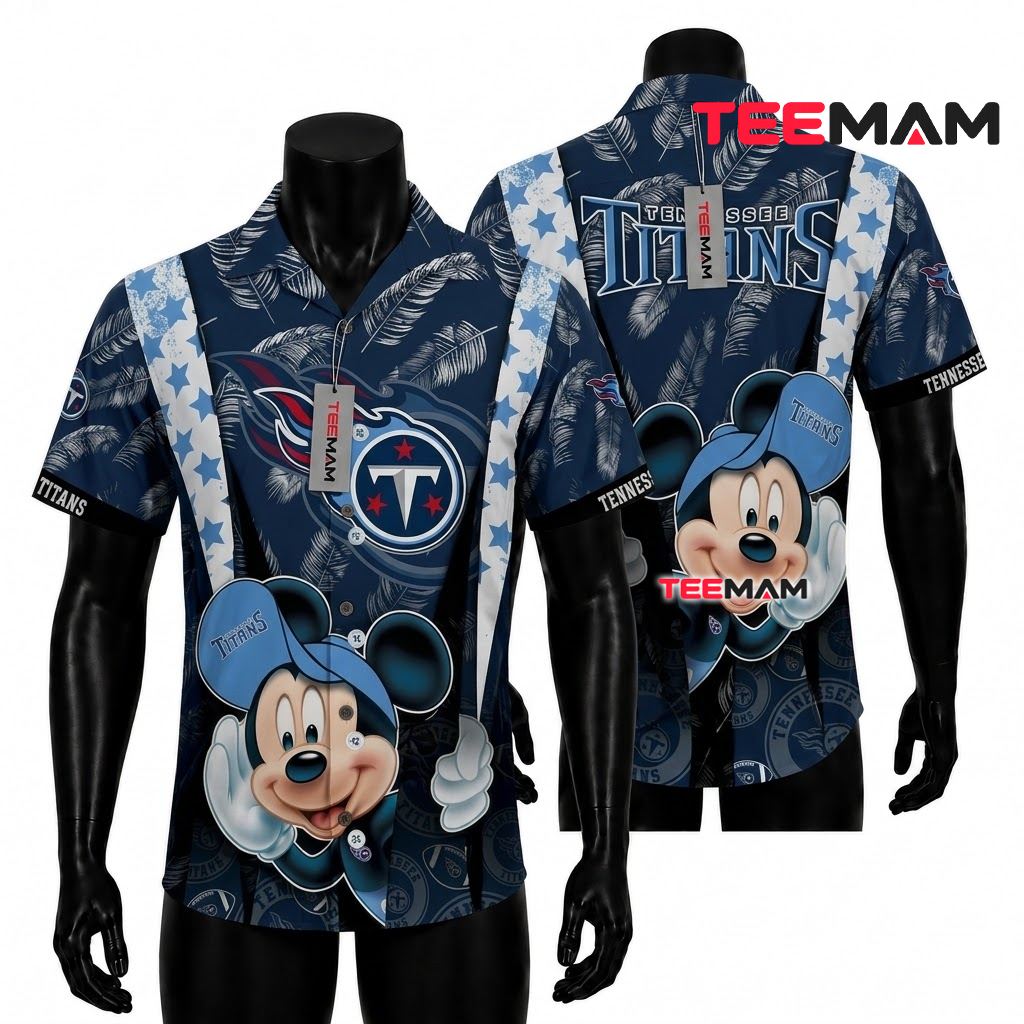 Tennessee Titans Hawaiian Shirt Mickey Mouse Front