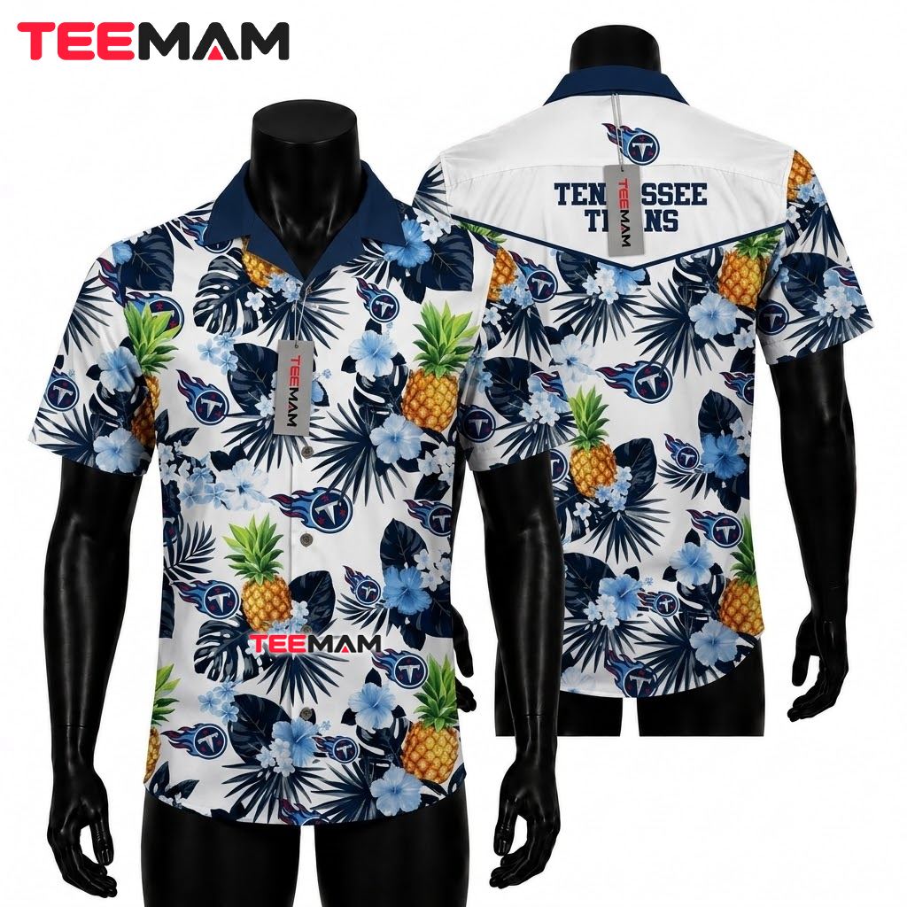 Tennessee Titans Hawaiian Shirt Personalized Pineapple Floral Front