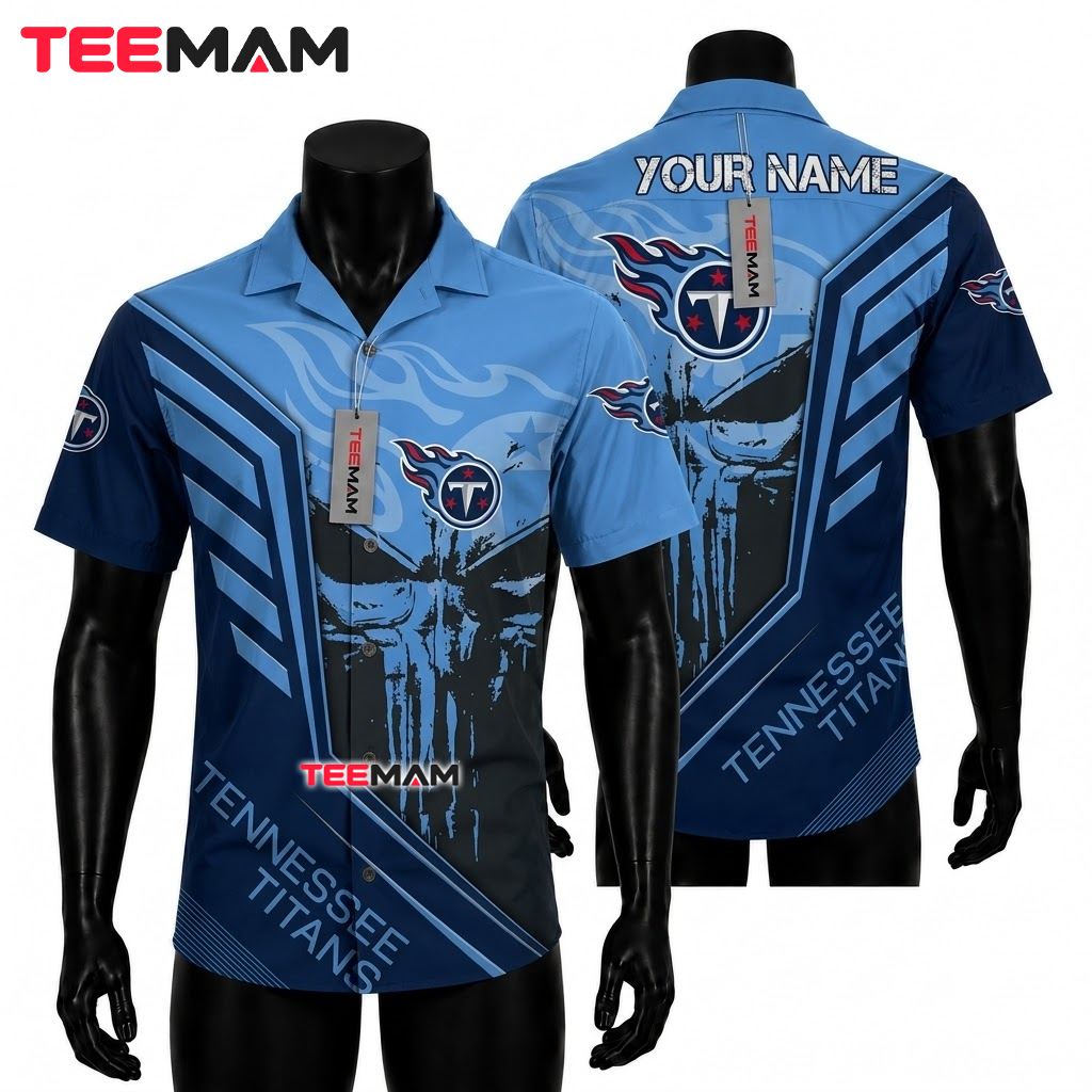 Tennessee Titans Hawaiian Shirt Personalized Skull Grunge Beach Front
