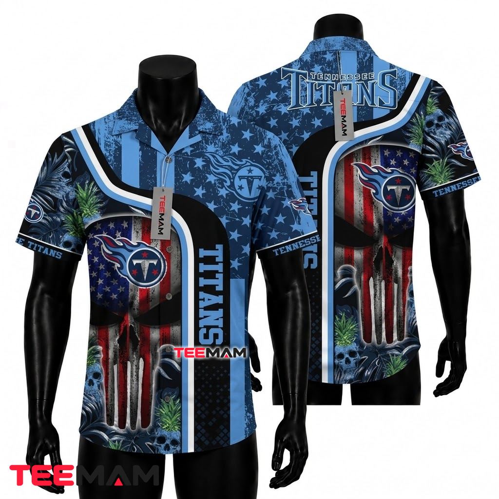 Tennessee Titans Hawaiian Shirt Skull Patriotic Beach Front