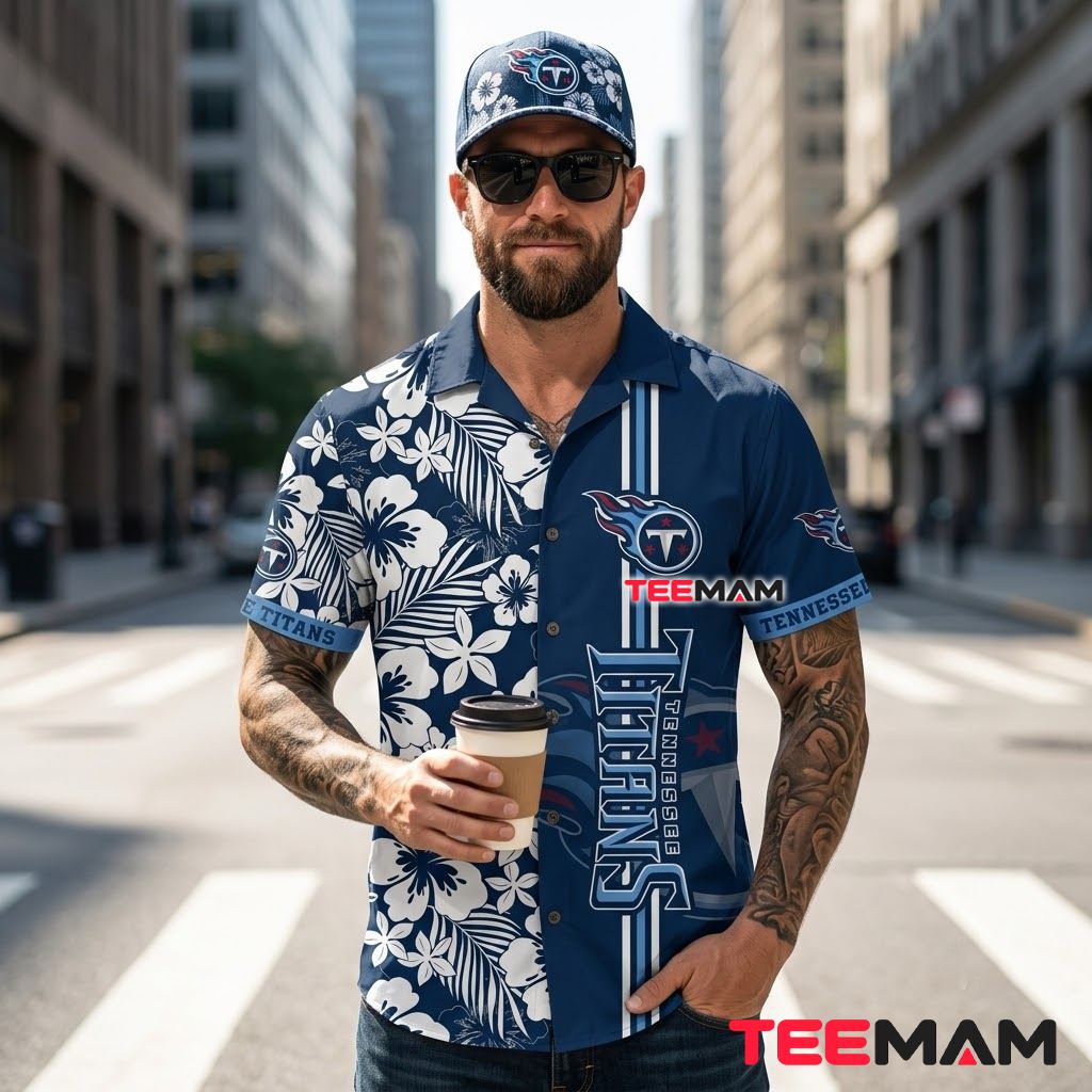 Tennessee Titans Hawaiian Shirt White Hibiscus Stripe Back Tennessee Titans Hawaiian Shirt White Hibiscus Stripe Back