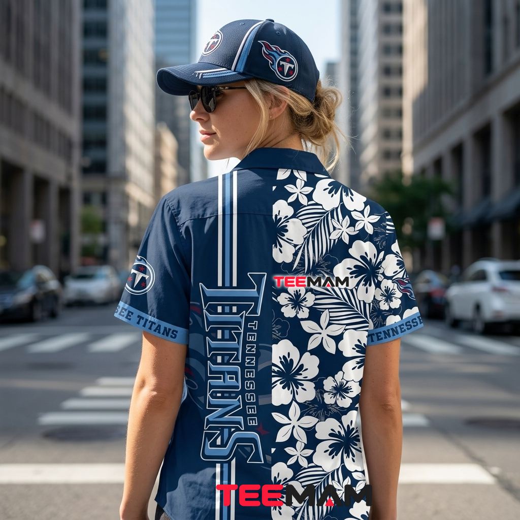 Tennessee Titans Hawaiian Shirt White Hibiscus Stripe Version 3 Tennessee Titans Hawaiian Shirt White Hibiscus Stripe Version 3