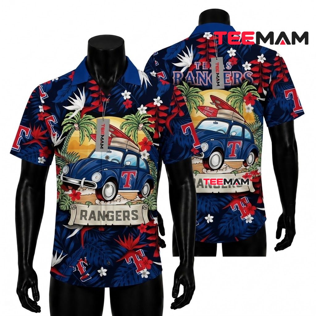 Texas Rangers Button Up Shirt Beetle Car Front