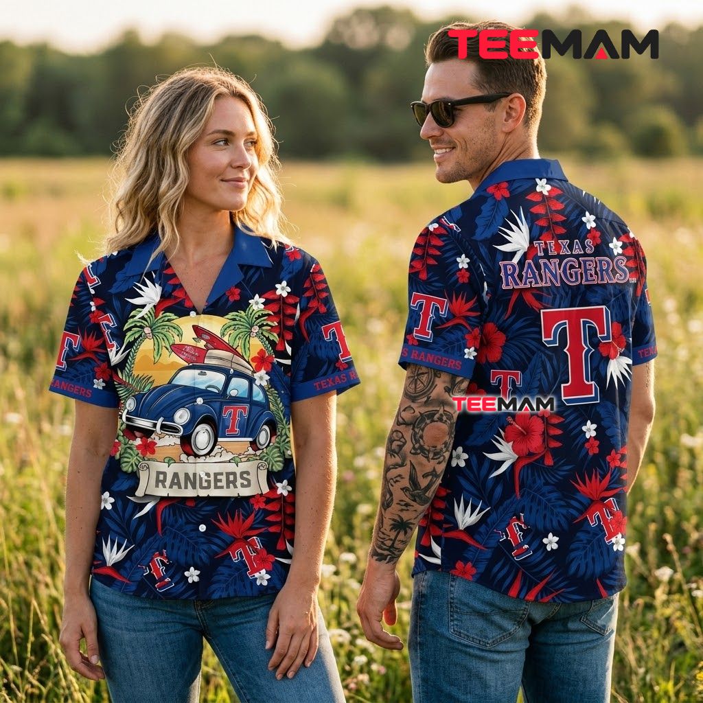 Texas Rangers Button Up Shirt Beetle Car Back Texas Rangers Button Up Shirt Beetle Car Back