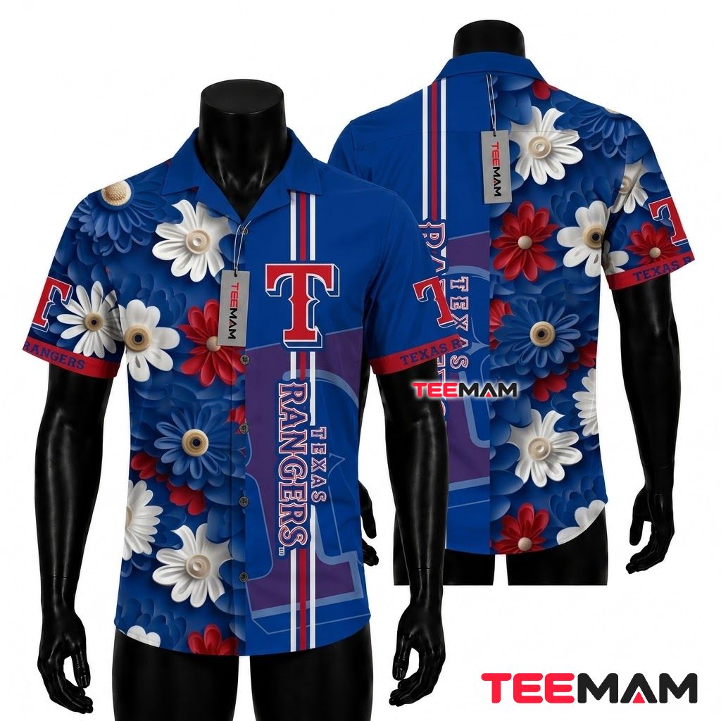 Texas Rangers Button Up Shirt Daisy Stripe Front