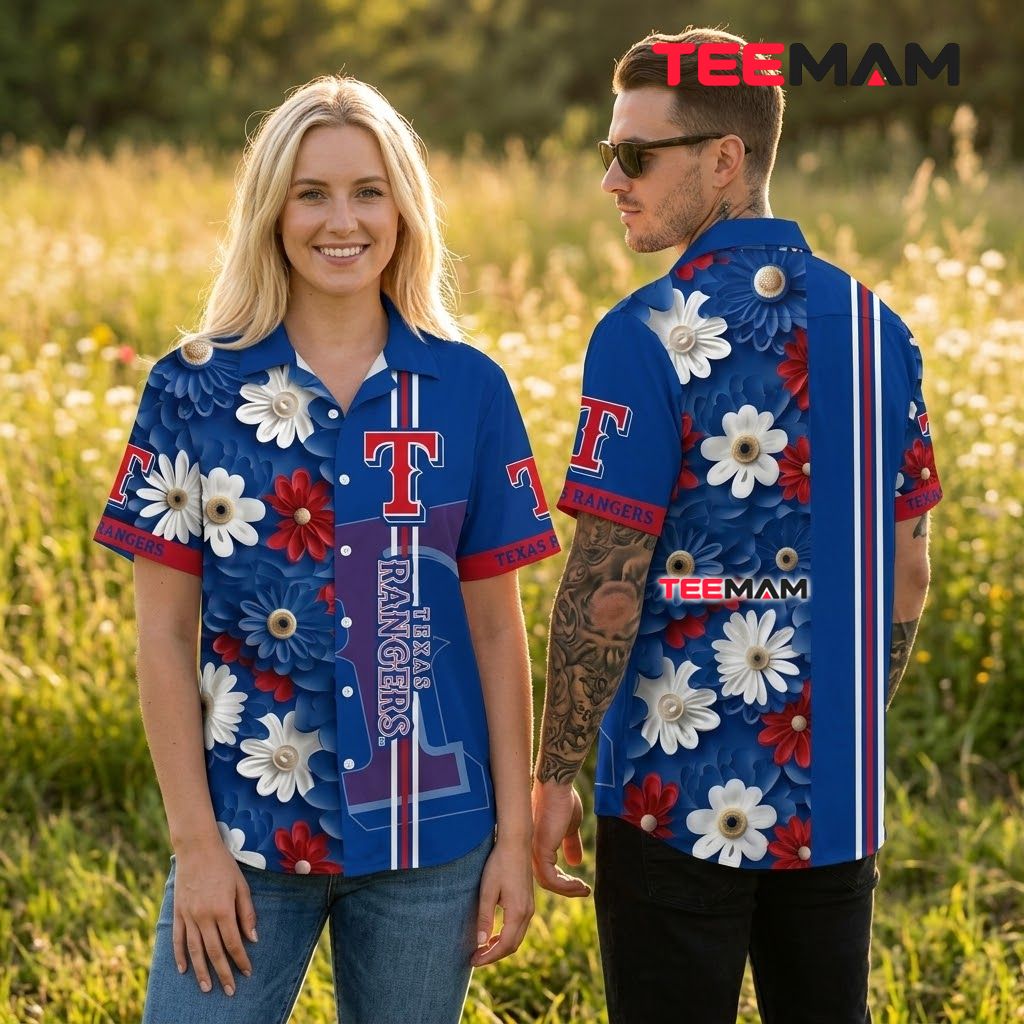 Texas Rangers Button Up Shirt Daisy Stripe Back Texas Rangers Button Up Shirt Daisy Stripe Back