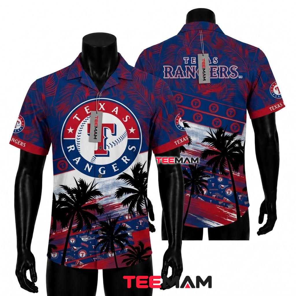 Texas Rangers Hawaiian Shirt Dusk Silhouette Front