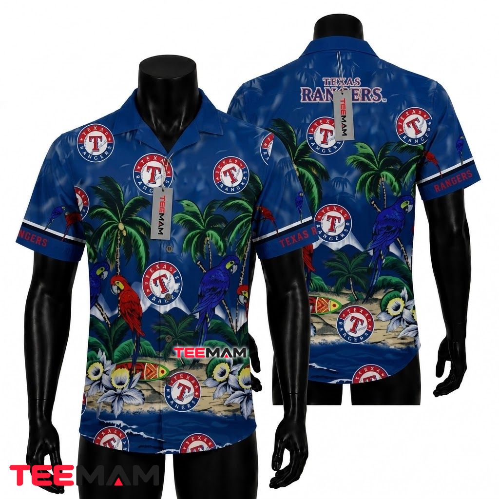Texas Rangers Hawaiian Shirt Island Parrot Front