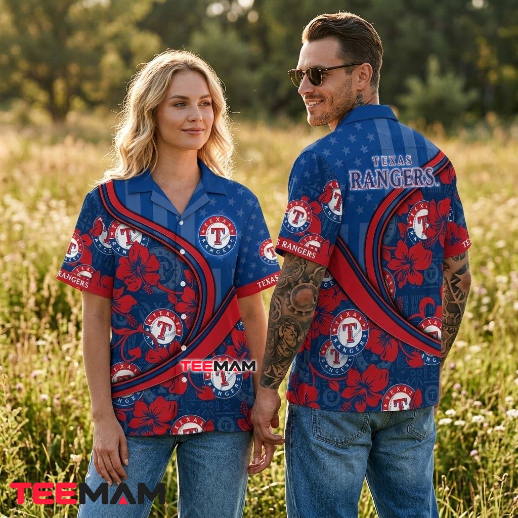 Texas Rangers Hawaiian Shirt Stars Curved Back Texas Rangers Hawaiian Shirt Stars Curved Back