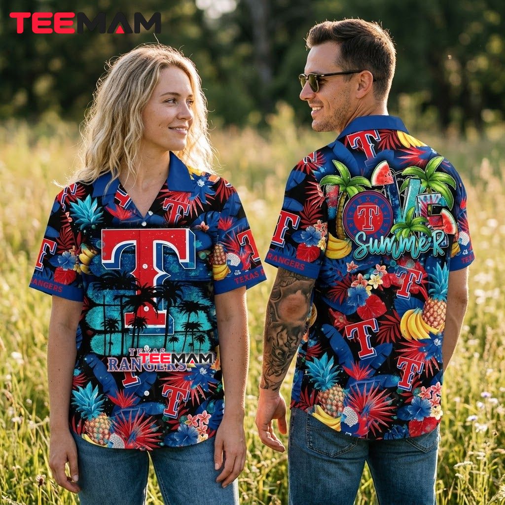 Texas Rangers Hawaiian Shirt Summer Tropical Fruit Back Texas Rangers Hawaiian Shirt Summer Tropical Fruit Back