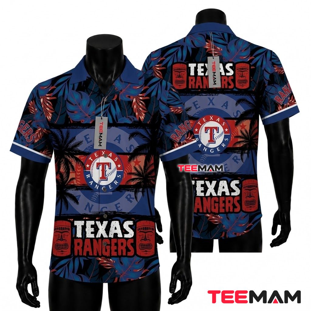 Texas Rangers Tropical Shirt Tiki Dark Front