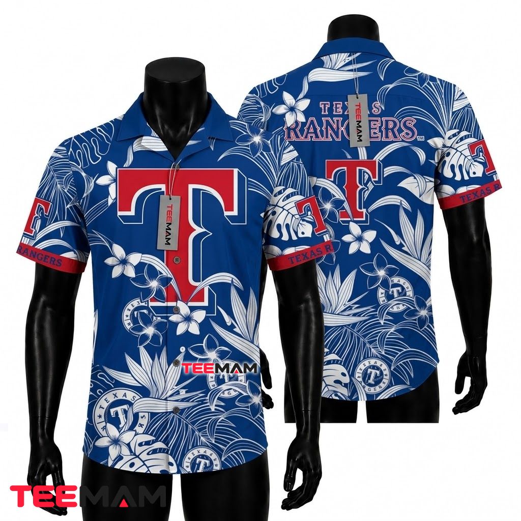 Texas Rangers Tropical Shirt White Plumeria Front