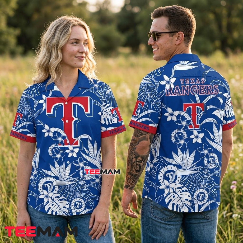 Texas Rangers Tropical Shirt White Plumeria Back Texas Rangers Tropical Shirt White Plumeria Back