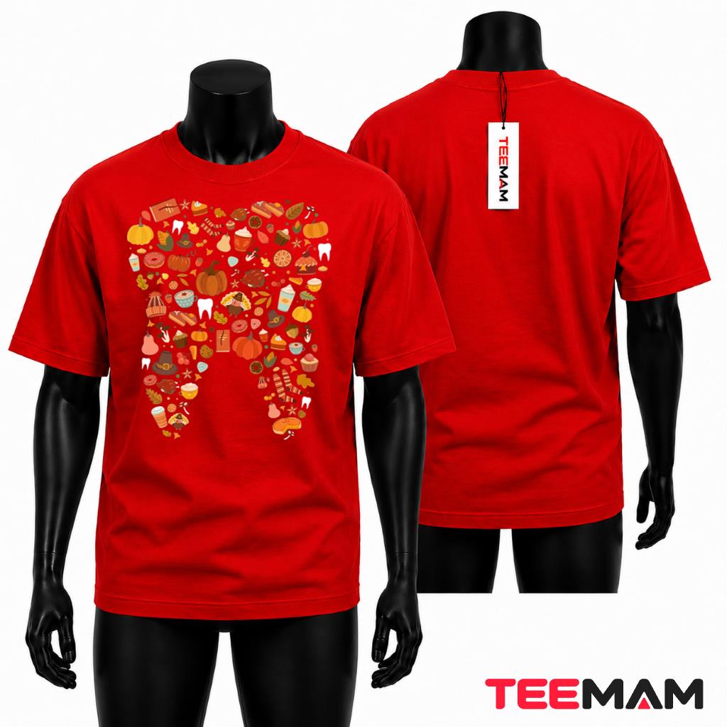 Thanksgiving Dental T-Shirt Tooth Pumpkin Fall Dentistry
