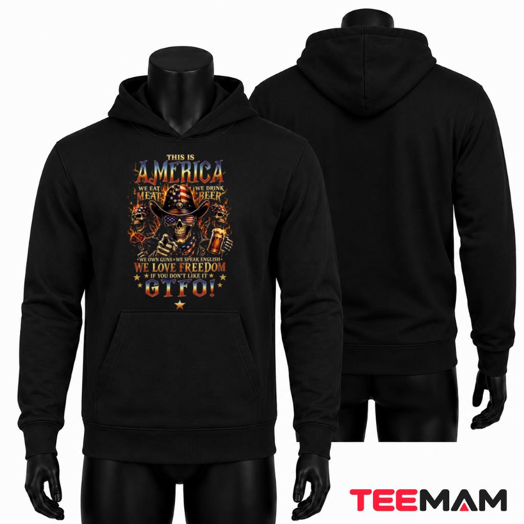 This Is America We Eat Meat Drink Beer Patriotic Skull Hoodie This Is America We Eat Meat Drink Beer Patriotic Skull Hoodie