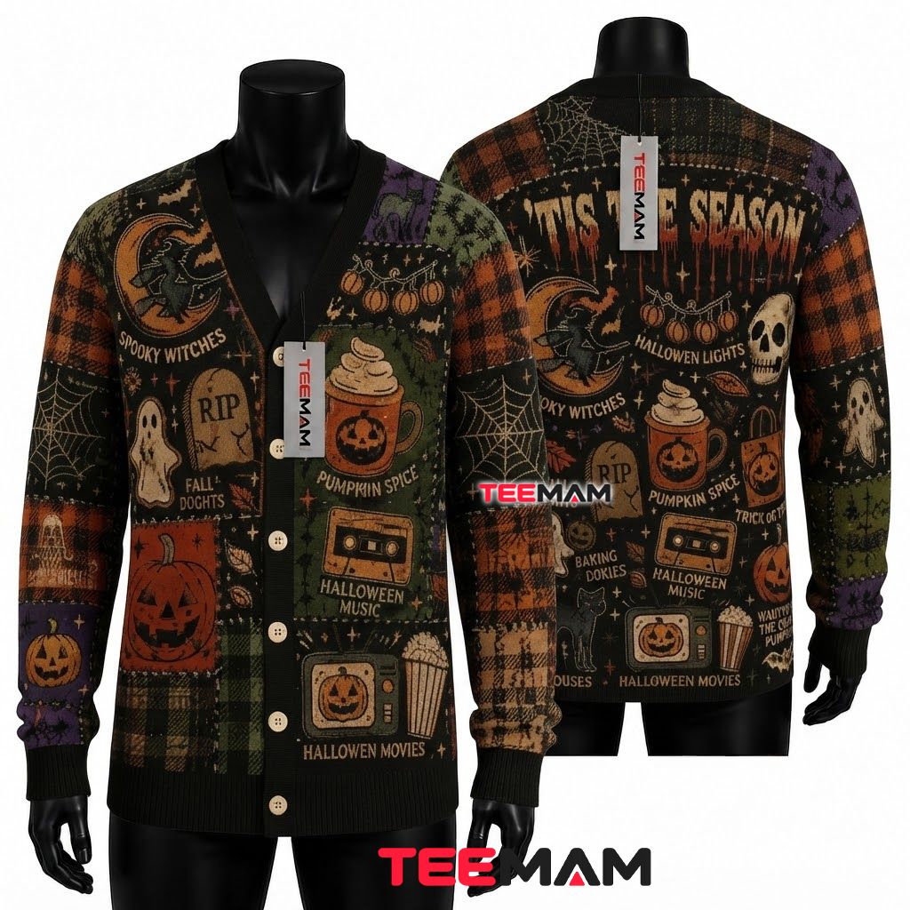 Tis The Season Halloween Cardigan Pumpkin Spice 1