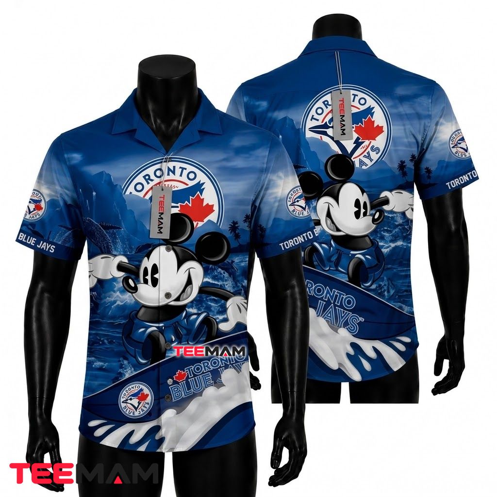 Toronto Blue Jays Hawaiian Shirt Mickey Mouse Surfing Wave Front