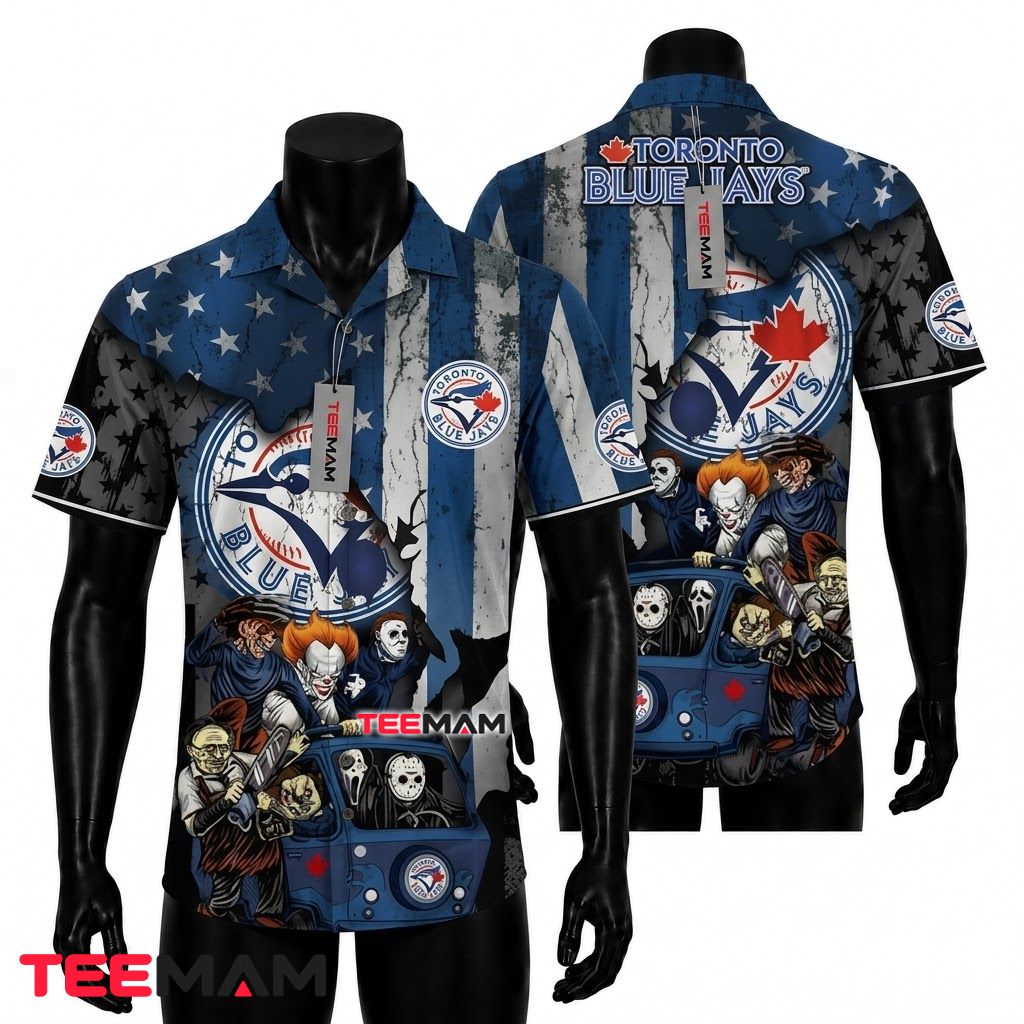 Toronto Blue Jays Hawaiian Shirt Pennywise Ghostface Jason Myers Front