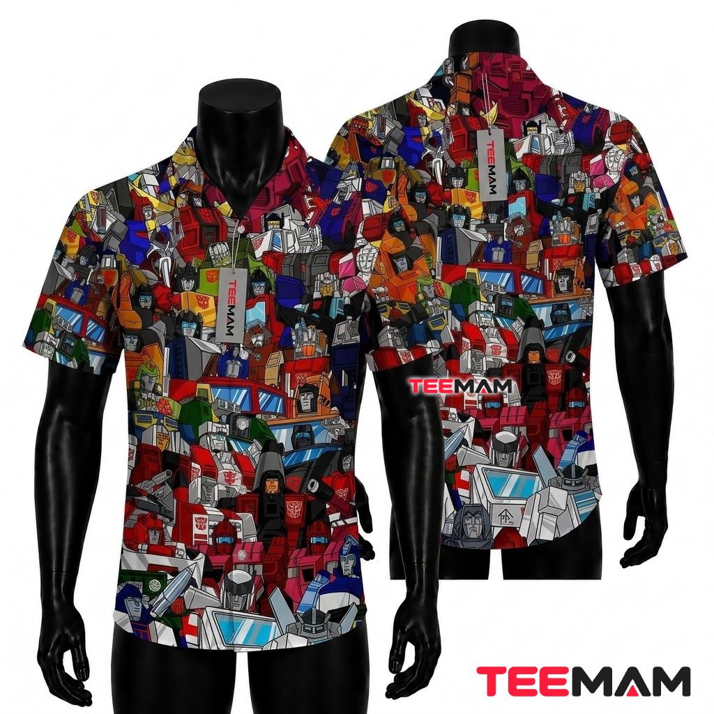 Transformers Hawaiian Shirt Autobots Character Collage Print Front
