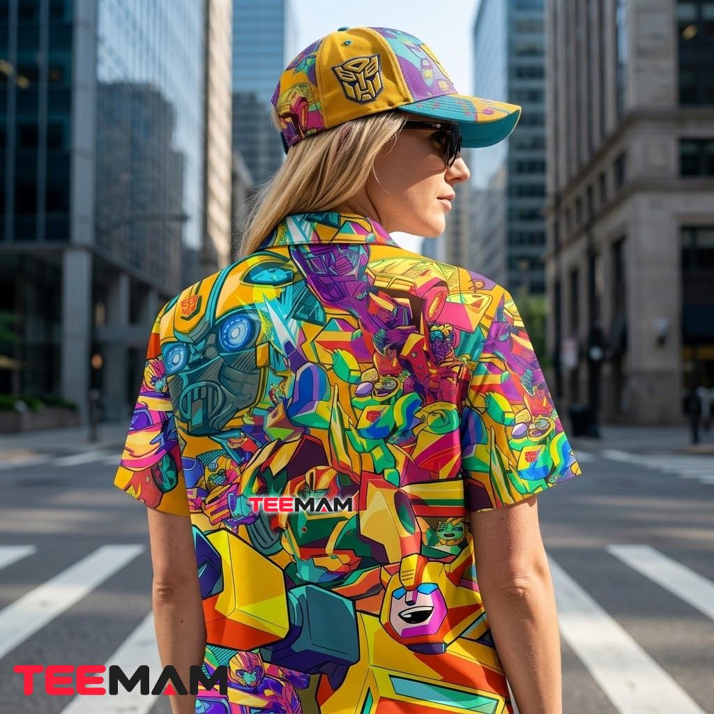 Transformers Hawaiian Shirt Bumblebee Yellow Comic Print Version 3 Transformers Hawaiian Shirt Bumblebee Yellow Comic Print Version 3