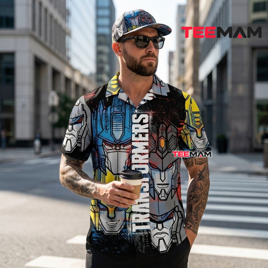 Transformers Hawaiian Shirt Optimus Prime Robot Print Back Transformers Hawaiian Shirt Optimus Prime Robot Print Back