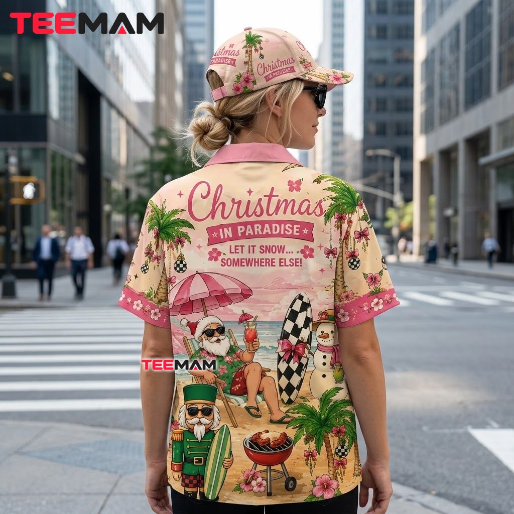 Tropical Christmas Hawaiian Shirt Mele Kalikimaka Beach Santa Pink Version 3 Tropical Christmas Hawaiian Shirt Mele Kalikimaka Beach Santa Pink Version 3