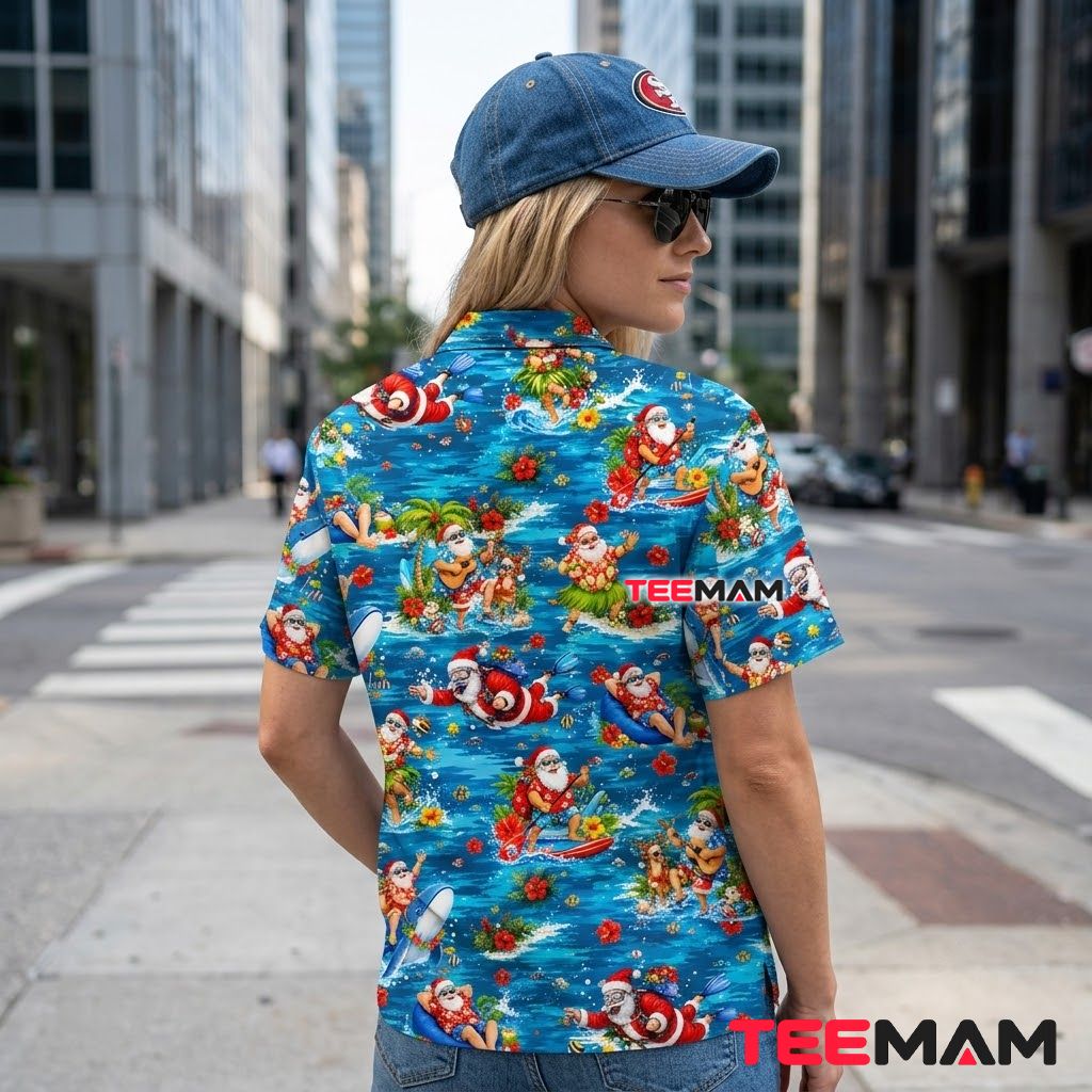 Tropical Christmas Hawaiian Shirt Surfing Scuba Diving Santa Ocean Blue Version 3 Tropical Christmas Hawaiian Shirt Surfing Scuba Diving Santa Ocean Blue Version 3